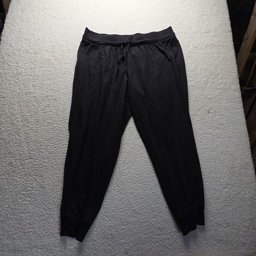 Ideology Jogger Pants Womens 2X Black Jersey Elastic Waist Drawstring Lounge